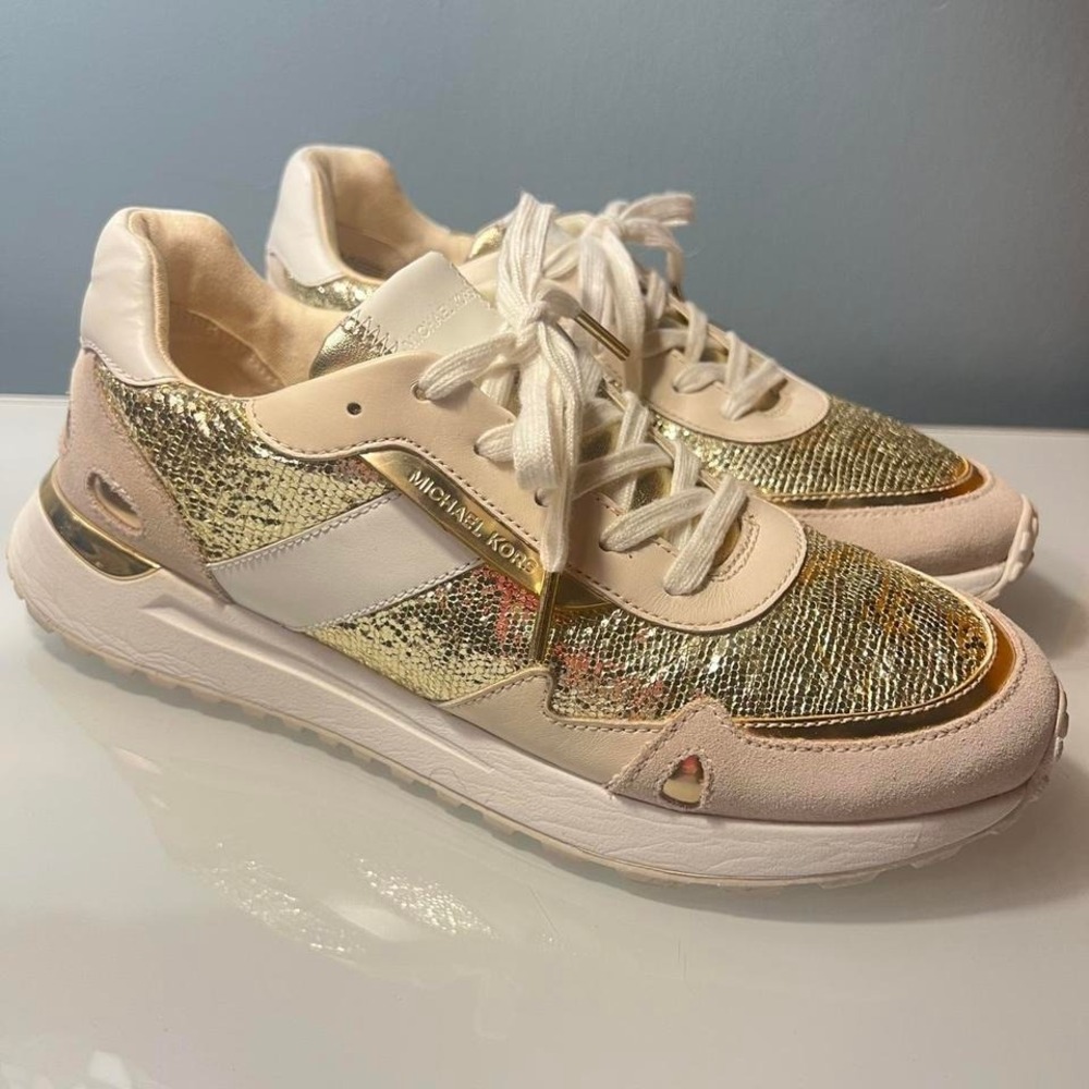Michael Kors Monroe Glitter Chain-Mesh Trainers Sneakers